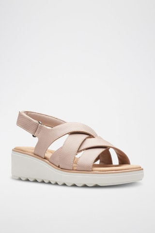 Sandales compensées en cuir Jillian - Beige