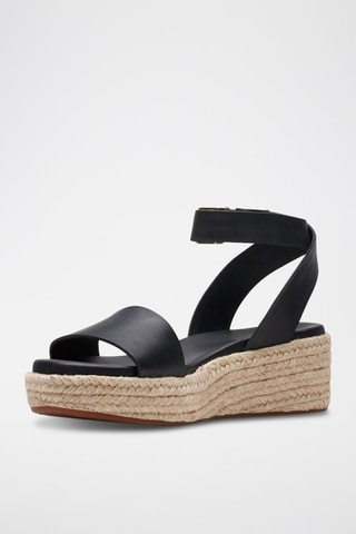 Sandales compensées en cuir Kimmei Ivy - Noir