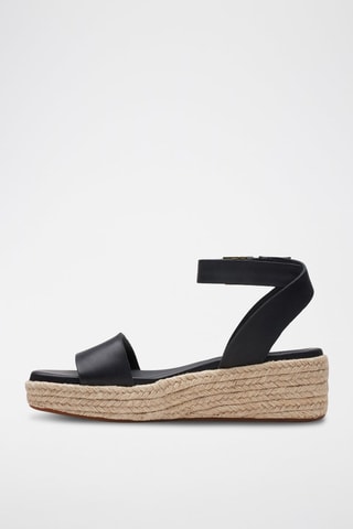 Sandales compensées en cuir Kimmei Ivy - Noir