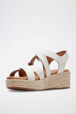 Sandales compensées en cuir Kimmei Buckle - Blanc