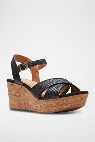 Sandales compensées en cuir Elleri - Noir