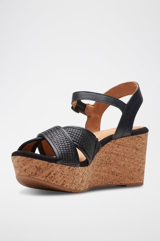 Sandales compensées en cuir Elleri - Noir