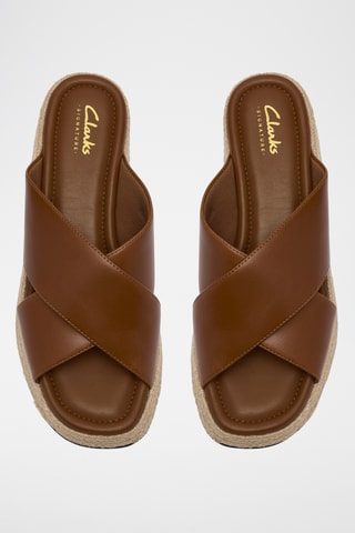 Mules compensées en cuir - Marron
