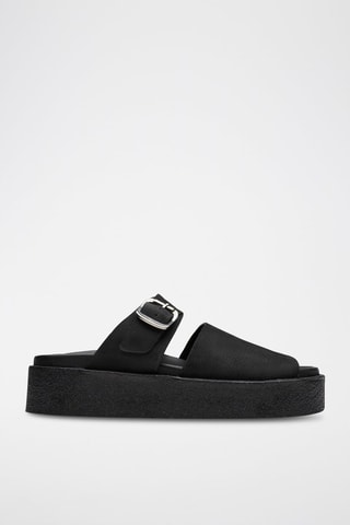 Mules plateformes en nubuck Crepe - Noir