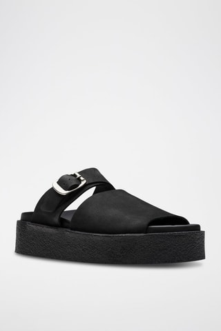 Mules plateformes en nubuck Crepe - Noir