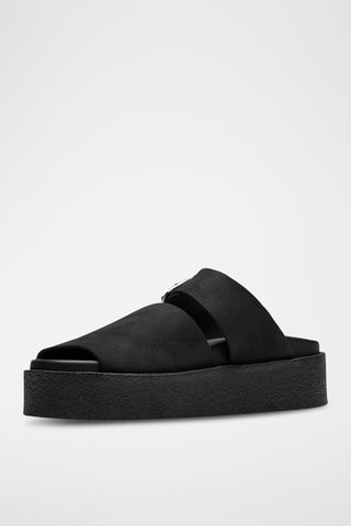 Mules plateformes en nubuck Crepe - Noir