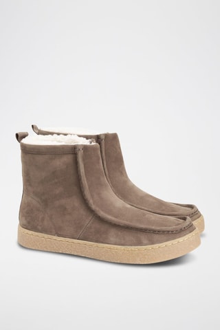 Bottines plateformes fourrées en nubuck Barleigh Pull - Taupe