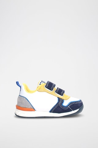 Baskets en cuir Hack - Blanc, bleu et orange
