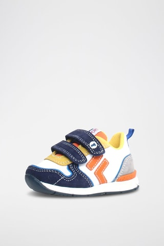 Baskets en cuir Hack - Blanc, bleu et orange