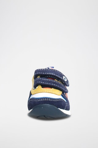 Baskets en cuir Hack - Blanc, bleu et orange