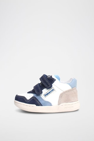 Baskets en cuir Klip - Blanc, bleu et gris