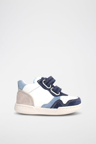 Baskets en cuir Klip - Blanc, bleu et gris