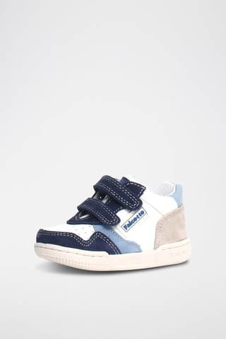 Baskets en cuir Klip - Blanc, bleu et gris