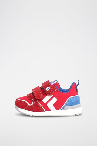 Baskets en cuir Hack - Blanc, rouge et bleu