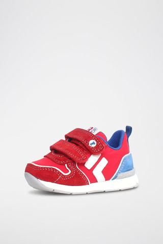 Baskets en cuir Hack - Blanc, rouge et bleu