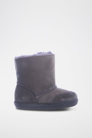 Bottines fourrées en cuir de mouton nubuck - Gris