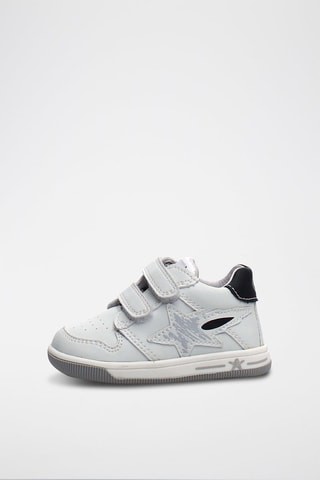 Baskets en cuir Frankie - Blanc, noir et gris