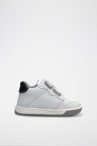 Baskets en cuir Frankie - Blanc, noir et gris