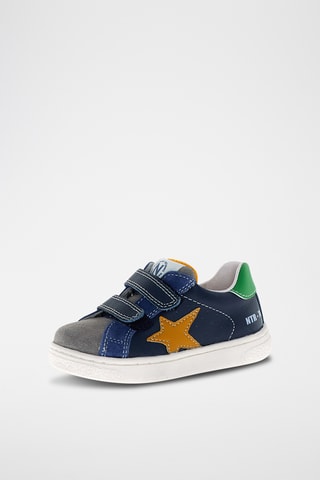 Baskets en cuir - Anthracite et bleu