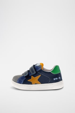 Baskets en cuir - Anthracite et bleu