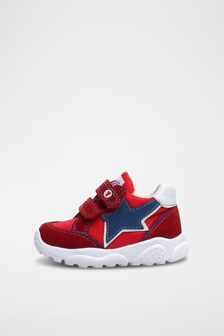 Baskets en cuir Eilian - Blanc, rouge et bleu