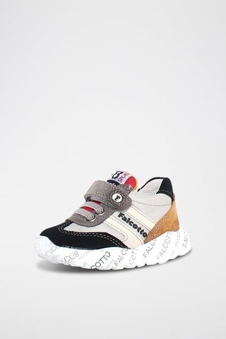 Baskets Amantea en cuir - Blanc, noir et gris