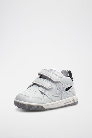 Baskets en cuir Frankie - Blanc, noir et gris