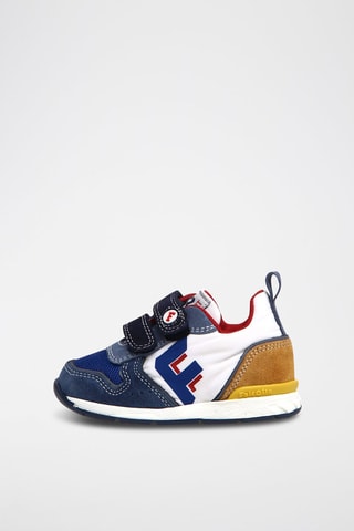 Baskets en nubuck Bleu marine et blanc - Blanc et bleu