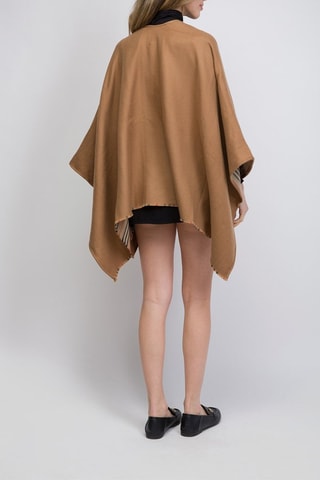 Poncho en laine Icon Stripe Solid - Marron