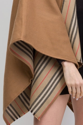 Poncho en laine Icon Stripe Solid - Marron