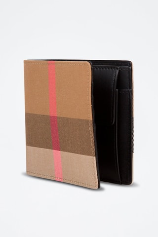 Portefeuille Ms Cc Bill Coin Check Bin - Noir, beige et rose