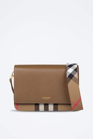 Sac bandoulière en cuir Mackford - Blanc, marron et noir