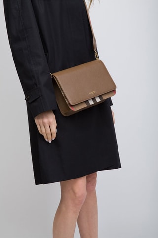 Sac bandoulière en cuir Mackford - Blanc, marron et noir
