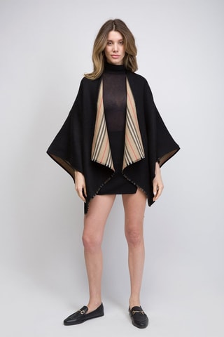 Poncho en laine Icon Stripe Solid - Noir