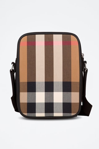 Sac bandoulière en laine Paddy V Check Bin - Noir, beige et rose