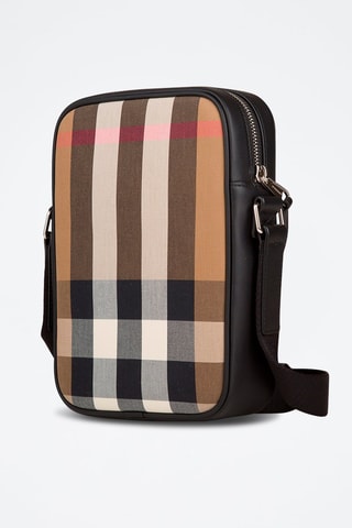 Sac bandoulière en laine Paddy V Check Bin - Noir, beige et rose