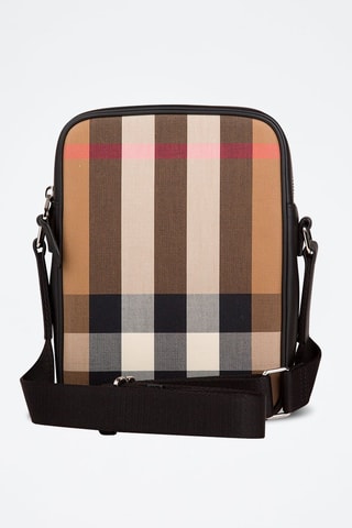 Sac bandoulière en laine Paddy V Check Bin - Noir, beige et rose