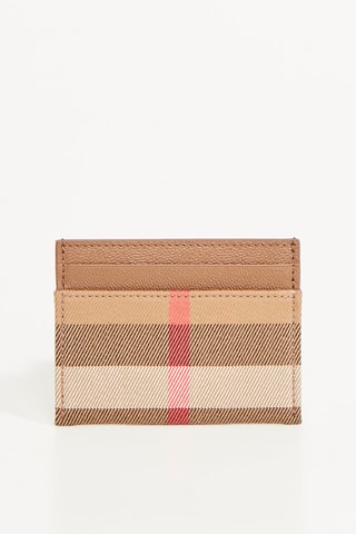 Porte-cartes en cuir Sandom - Beige et rouge