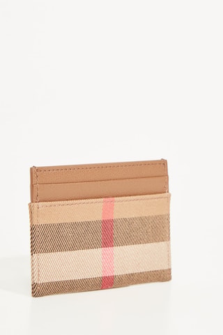 Porte-cartes en cuir Sandom - Beige et rouge