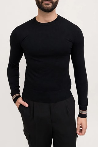 Pull en laine mérinos Striped - Noir