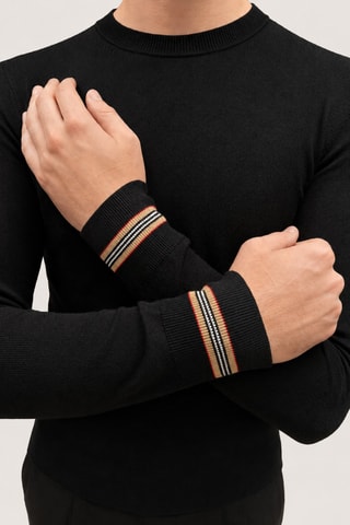 Pull en laine mérinos Striped - Noir