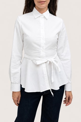 Chemisier Belted Check Trim - Blanc