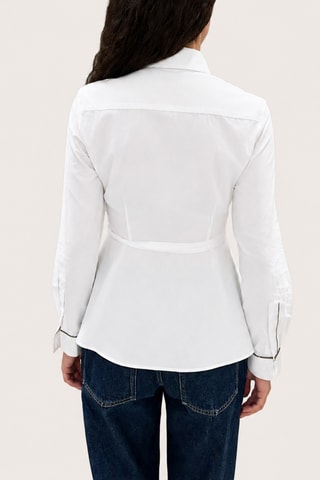 Chemisier Belted Check Trim - Blanc