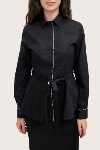 Chemisier Belted Check Trim - Noir