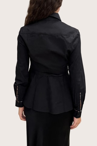 Chemisier Belted Check Trim - Noir