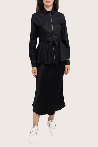 Chemisier Belted Check Trim - Noir