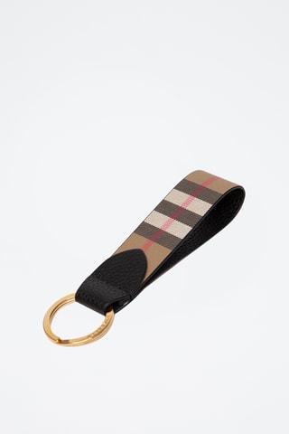 Porte-clés en cuir Check - Noir