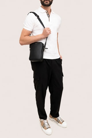 Sac bandoulière en cuir Vertical - Noir