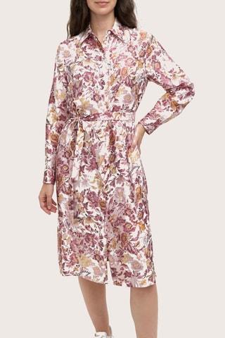 Robe chemise en soie Mira Print - Rose