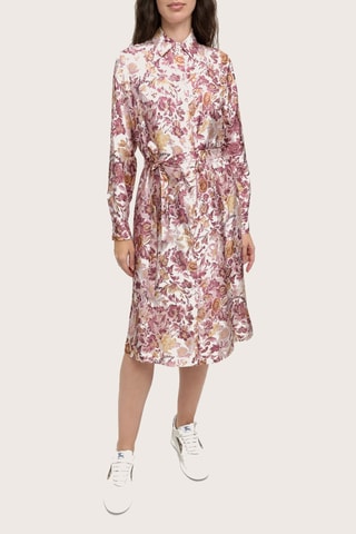 Robe chemise en soie Mira Print - Rose